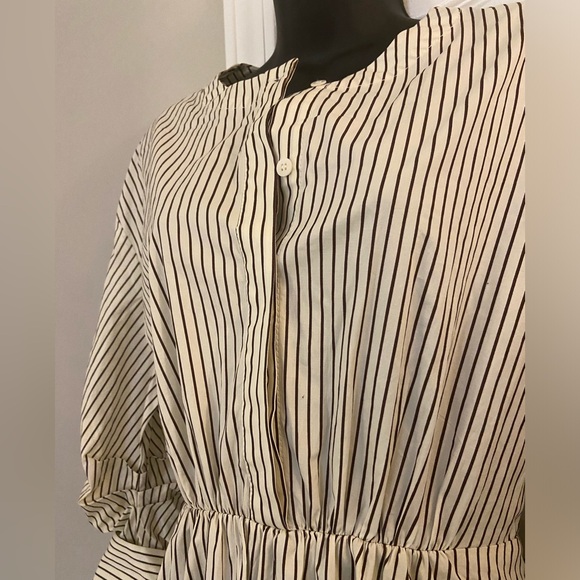 STAUD Cafu Dress Ivory/Dark Oak Micro Stripe Size Small - Picture 7 of 8